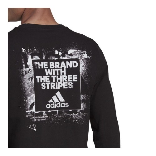 Vīriešu Krekls ar Garām Piedurknēm Adidas Spray Graphic Melns image 5