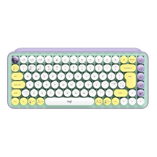 Logitech POP Keys Wireless Mechanical With Emoji Keys keyboard Bluetooth QWERTY US International Mint colour, Violet, White, Yellow image 1