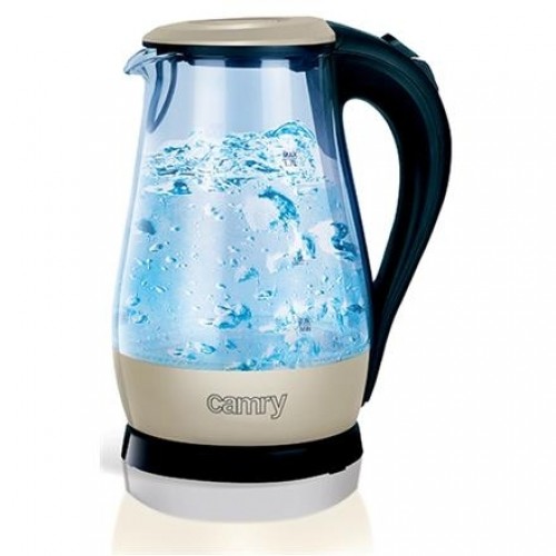 Camry CR 1251 Standard kettle, Glass, Glass/Black, 2000 W, 360° rotational base, 1.7 L image 1
