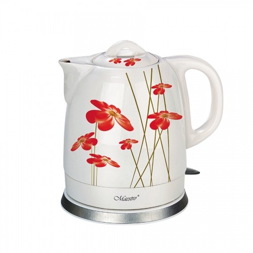 Feel-Maestro MR-066-RED FLOWERS electric kettle 1.5 L 1200 W Red, White image 1