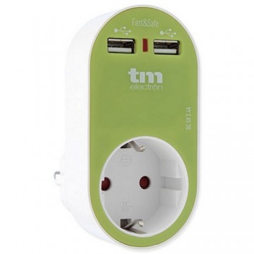 WSienas ligzda ar 2 USB Portas TM Electron Zaļš