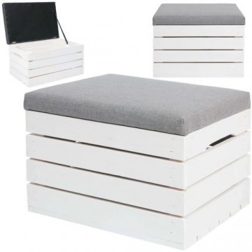 Iso Trade Vintage Style Soft Pouffe Organiser Storage Box Grey Cushion 3636 (15252-0)