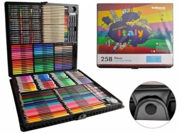 Iso Trade Painting box for children 258 pcs. Sign set -incl. Crayons, watercolors, pastels, felt-tip pens, brushes, erasers, pens in a practical case 8643 (13694-0)
