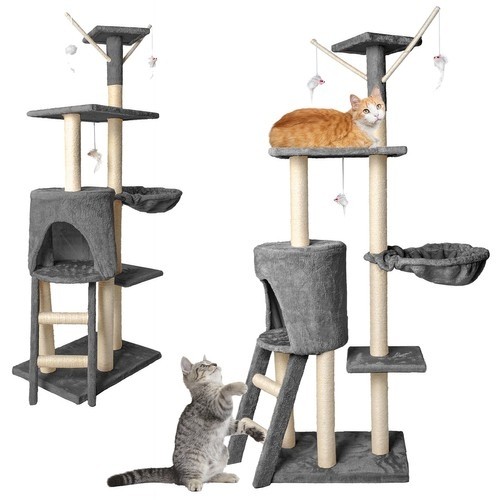 Malatec Tree Tower for a Cat 138cm Scratching Mouse House Gray 7927 (13575-0) image 1
