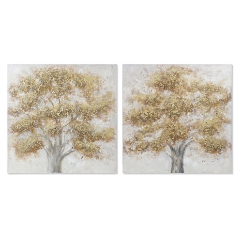 Glezna DKD Home Decor Canvas Koks (2 pcs) (100 x 3.8 x 100 cm) image 1