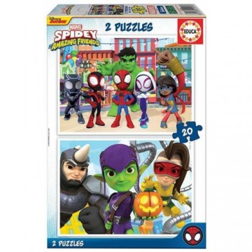 Puzle un domino komplekts Educa Spidey & His Amazing Friends (2 x 20 pcs)