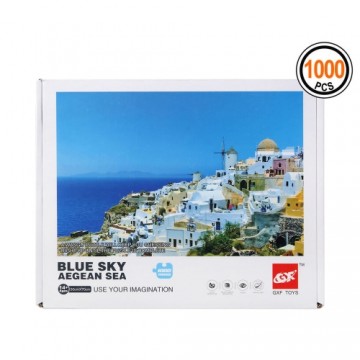 Bigbuy Kids Puzle un domino komplekts Blue Sky Aegean Sea 1000 pcs