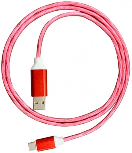 Platinet cable USB - USB-C LED 2A 1m, red (45741) image 1