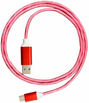 Platinet cable USB - USB-C LED 2A 1m, red (45741)