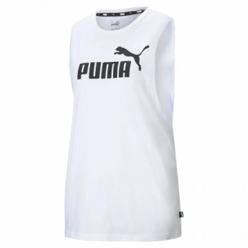 Īsais Sieviešu Tops Puma Essentials Cut Off Logo Tank W Balts