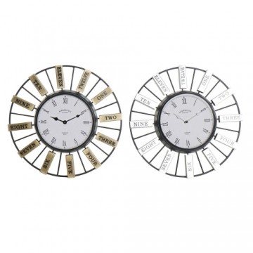 Настенное часы DKD Home Decor Стеклянный Серебристый Позолоченный Железо (40 x 6.4 x 40 cm) (2 pcs)