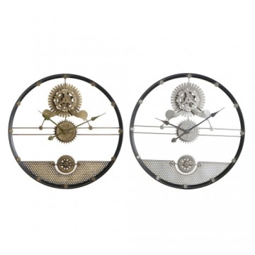 Sienas pulkstenis DKD Home Decor Sudrabains Bronza Dzelzs Pārnesumi (2 pcs) (60 x 5 x 60 cm)
