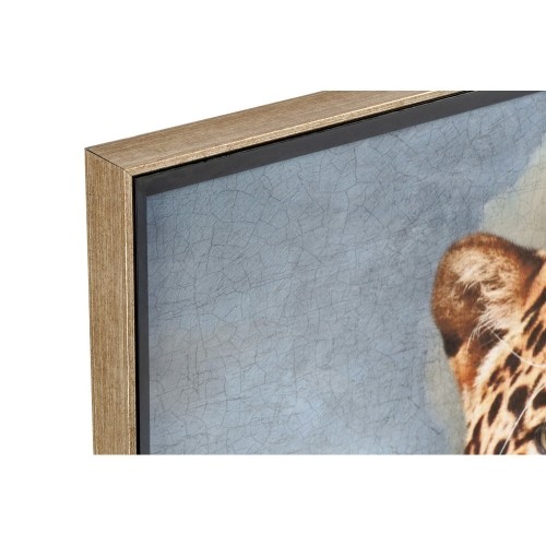 Glezna DKD Home Decor Stikls Poliesters Papīrs Leoparda Koks MDF (74 x 3 x 97 cm) image 2