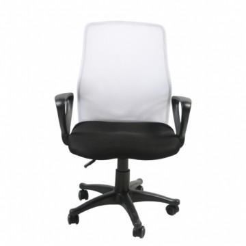 Darba krēsls TREVISO 59x58xH90-102cm, sēdeklis: audums, krāsa: melna, atzveltne: siets, krāsa: balta