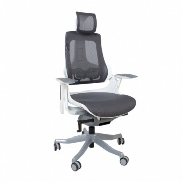 Mācību krēsls WAU ar galvas balstu, 65xD49xH112-129cm, sēdvieta: audums, krāsa: pelēks