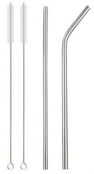 Iso Trade Metal Drinking Straws with Cleaning Brush ,for Tumblers Cold Beverage (13654-0)