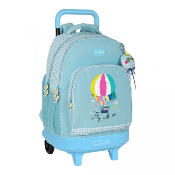 Школьный рюкзак с колесиками BlackFit8 Fly With Me Белый Небесный синий (33 x 45 x 22 cm)