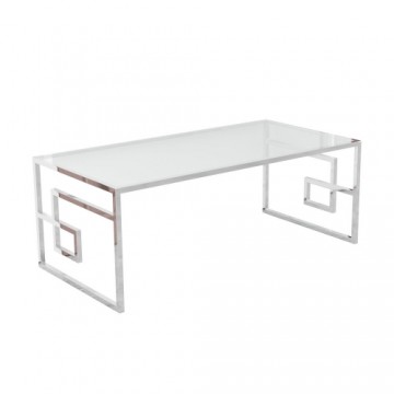 Mazs galdiņš DKD Home Decor Stikls Metāls Sudrabs (120 x 60 x 45 cm)