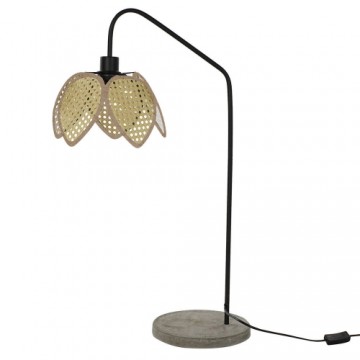 Galda lampa DKD Home Decor Melns Pelēks Metāls Brūns Rotangpalma 250 V 60 W (25 x 50 x 81 cm)