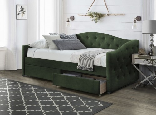 Halmar ALOHA bed with drawers, color|: dark green image 1