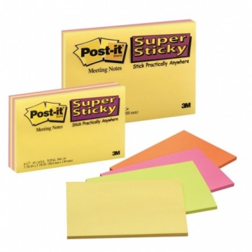 *Līmlapiņas POST-IT Super sticky 40l 101x152, 4 gab, asorti krāsas