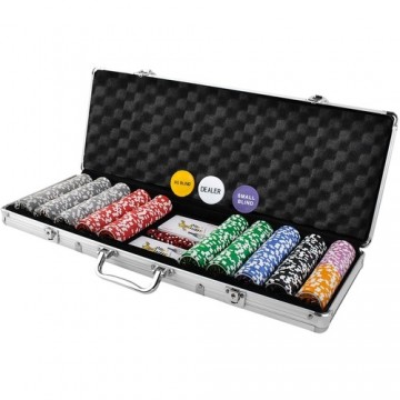 Poker PRO 500 žetonu komplekts ar alumīnija futlāri