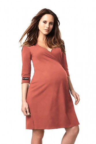 La Bebe™ Nursing Cotton Dress Donna Art.127325 Coral Red Pirms/Pēc dzemdību kleita/halāts image 1