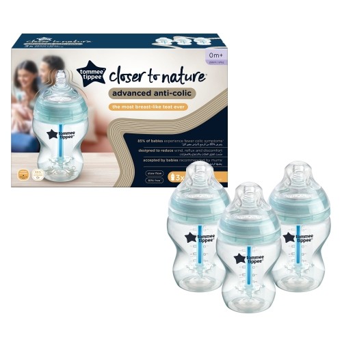 Tommee Tippee TOMMEE TIPPE feeding bottle ADVANCED ANTI-COLIC, 260 ml, 3 vnt., 422746 image 1