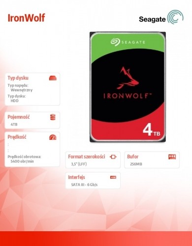 Seagate Drive IronWolf 4TB 3,5 inches 256MB ST4000VN006 image 4