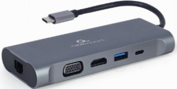 Gembird USB Type-C 7-in-1 Multi-Port Adapter + Card Reader Space Grey