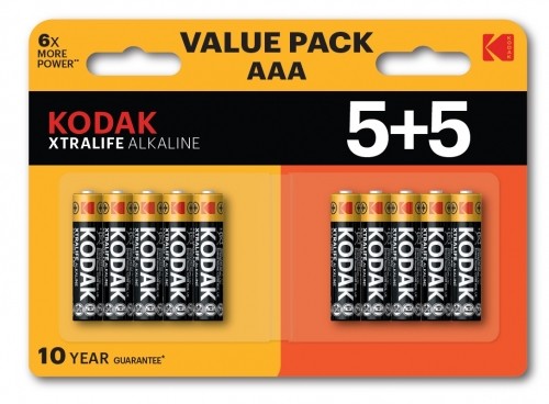 Kodak XTRALIFE Alkaline AAA Battery 10 (5+5 pack) image 1