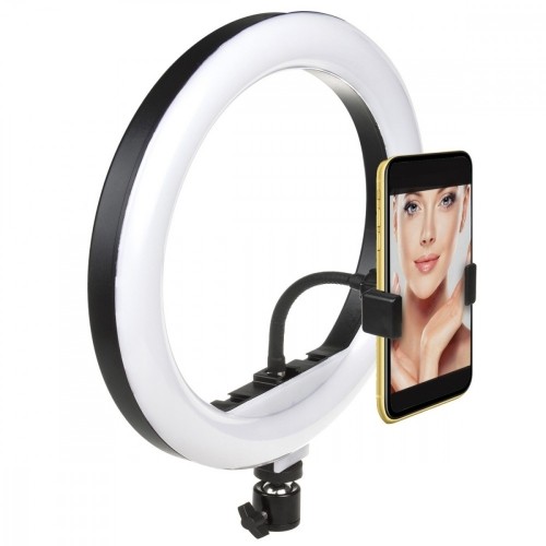 Maclean MCE610 10" 12W LED Ring Light with Tripod Stand and Bluetooth Shutter 3 Colours 10 brightness levels 10% -100% Adjustable brightness 160 LED Smartphone Holder lighting light image 2
