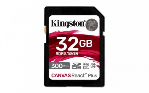 Kingston Memory card SD 32GB Canvas React Plus 300/260 UHS-II U3 image 1