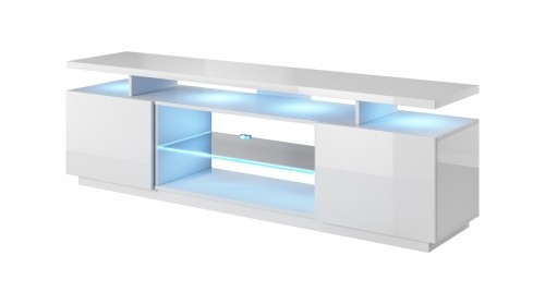Cama Meble RTV cabinet EVA 180x40x52 white/white glossy image 1