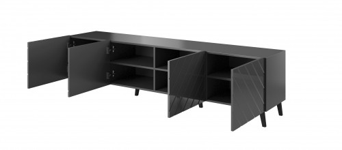 Cama Meble RTV cabinet ABETO 200x42x52 graphite/gloss image 2