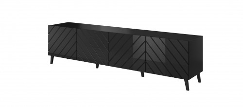 Cama Meble RTV cabinet ABETO 200x42x52 black glossy image 1