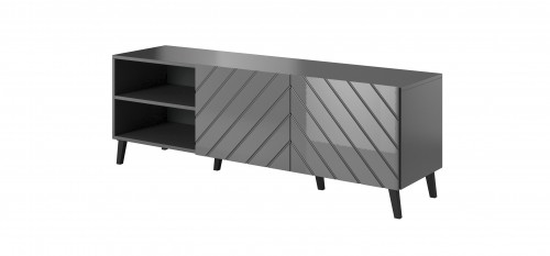 Cama Meble RTV cabinet ABETO 150x42x52 graphite/gloss image 1