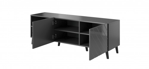 Cama Meble RTV cabinet ABETO 150x42x52 graphite/gloss image 2