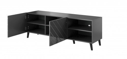 Cama Meble RTV cabinet ABETO 150x42x52 graphite/gloss image 4