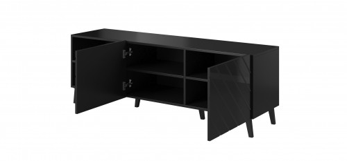 Cama Meble RTV cabinet ABETO 150x42x52 black glossy image 2