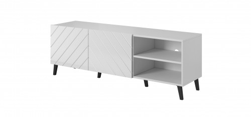 Cama Meble RTV cabinet ABETO 150x42x52 white/white glossy image 1