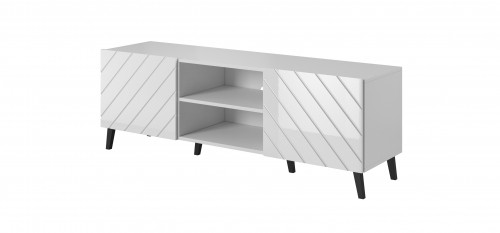 Cama Meble RTV cabinet ABETO 150x42x52 white/white glossy image 3