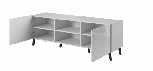 Cama Meble RTV cabinet ABETO 150x42x52 white/white glossy image 4