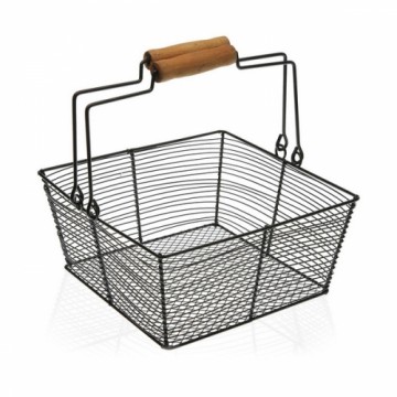 Versa Augļu Bļoda Melns Kvadrāta Koks Metāls (22,5 x 10 x 22,5 cm)