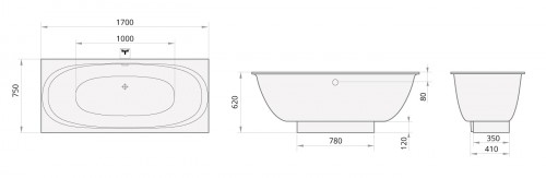 PAA VERSO VAVER/00 Glossy White Taisnstūru akmens masas vanna ar dekoratīvo paneli image 4