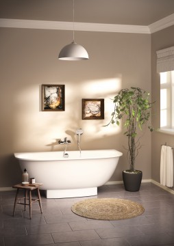 PAA VERSO AD VAVERAD/00 Glossy White ванна из литого камня с 2 закруглёнными углами и декоративной панелью