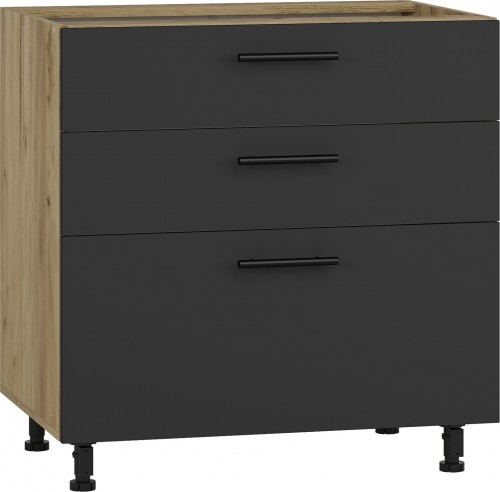 Halmar VENTO DS3-80/82 lower cabinet with drawers, color: craft oak/antracite image 1