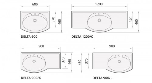 PAA DELTA 900 mm IDE900/L/01 Akmens masas izlietne (izlietne labajā pusē) - krāsaina image 3