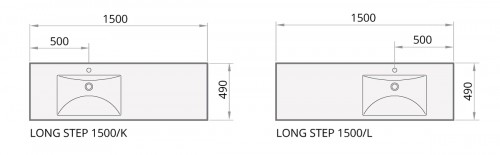 PAA LONG STEP 1500 mm ILS1500/L/00 Glossy White Akmens masas izlietne (labā puse) image 5
