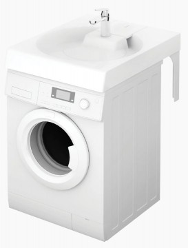 PAA CLARO GRANDE KICLAGRSIF/00 Glossy White Akmens masas izlietne virs veļas mašīnas ar Sifonu un Kronšteini